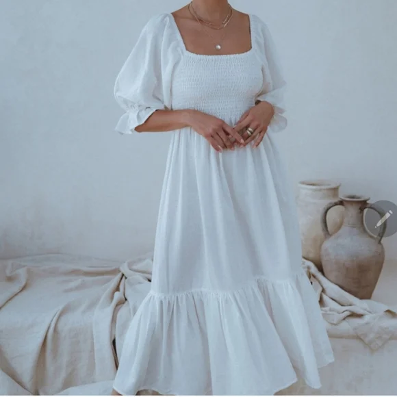 white linen aline dress truth halter linen dress – nevenka main image 0